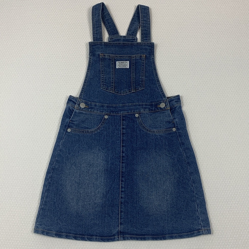 Levi’s Girls Denim Jumper Dress Medium Blue Overall Dress 10-12